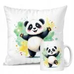 Zestaw Kubek + Poduszka Panda Zwierzak Słodki Dla Dzieci Prezent