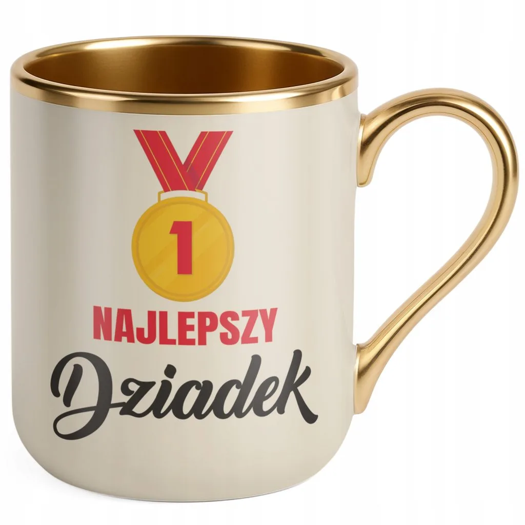 Kubek Premium Złoty Ecru Dzień Dziadka Dla Dziadka Prezent Upominek