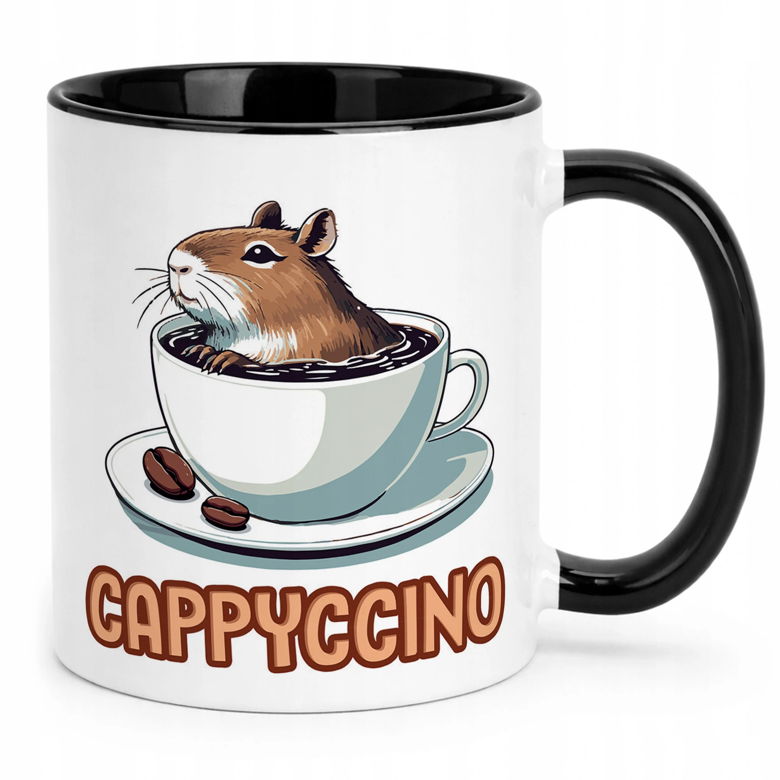 Kubek Czarny Kapibara Capybara Zwierzak Słodki Dla Dzieci Prezent