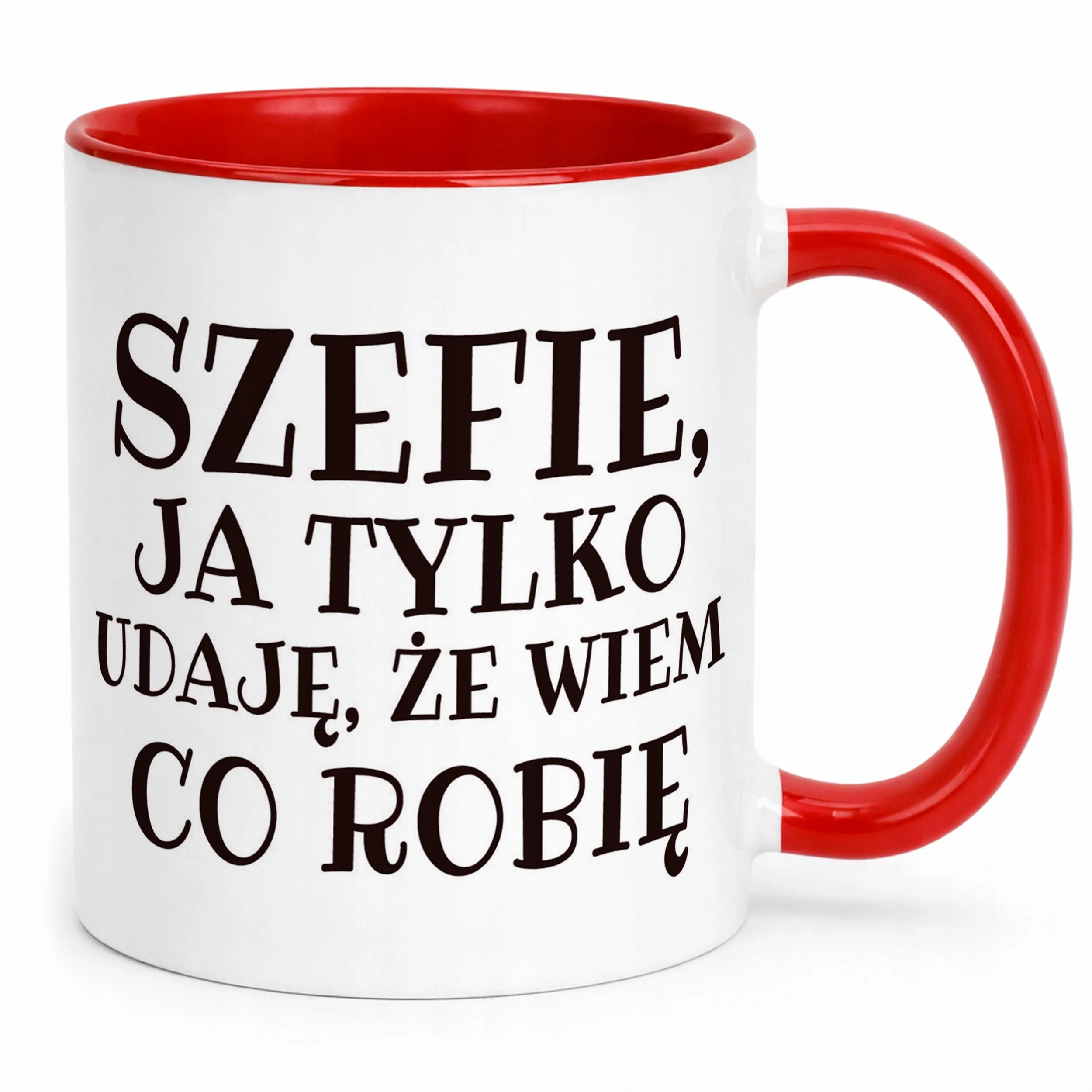 Kubek ceramiczny Szefie Ja Tylko Udaję Śmieszny Zabawny Prezent