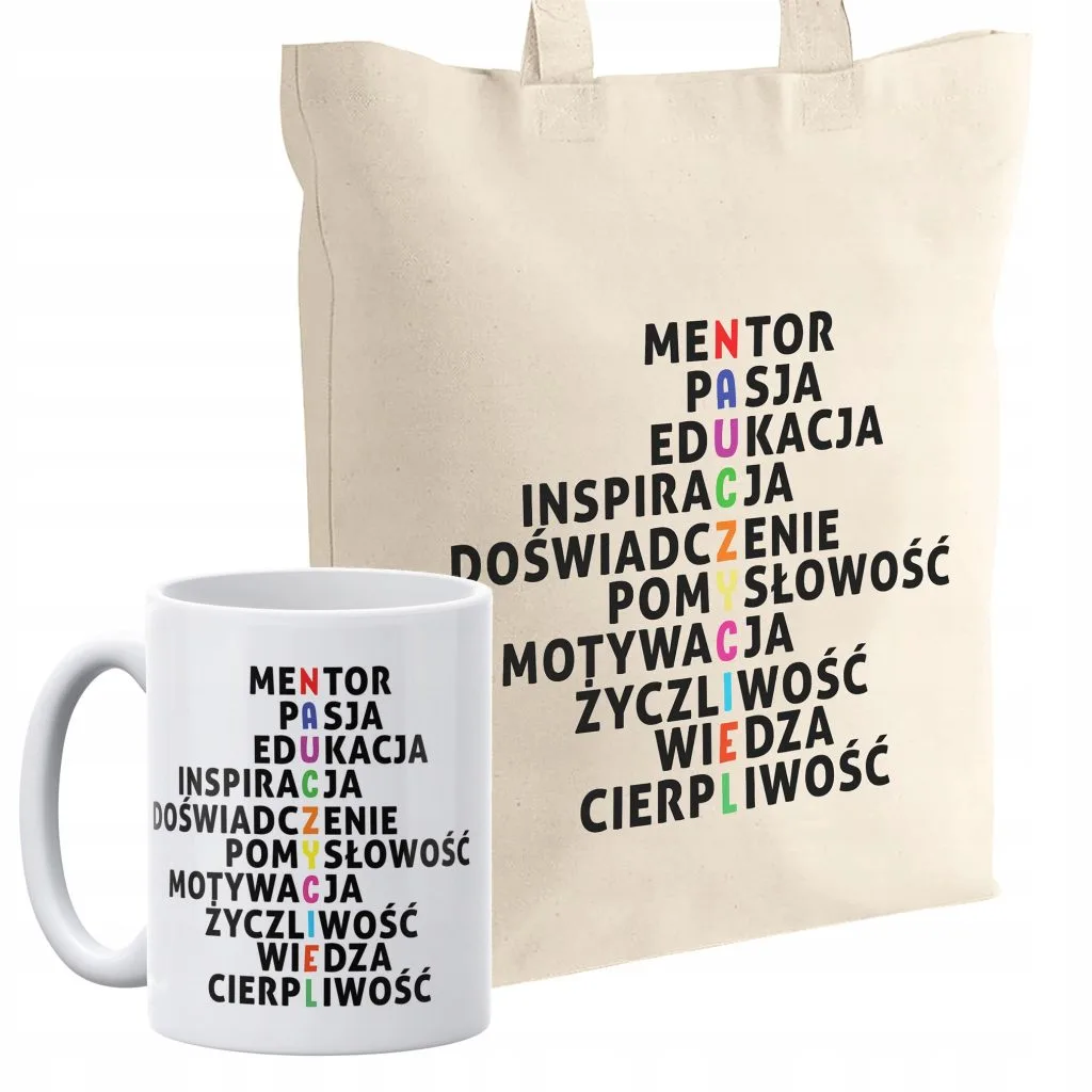Zestaw kubek + torba z dnem Dla Nauczycielki Dzień Nauczyciela Prezent