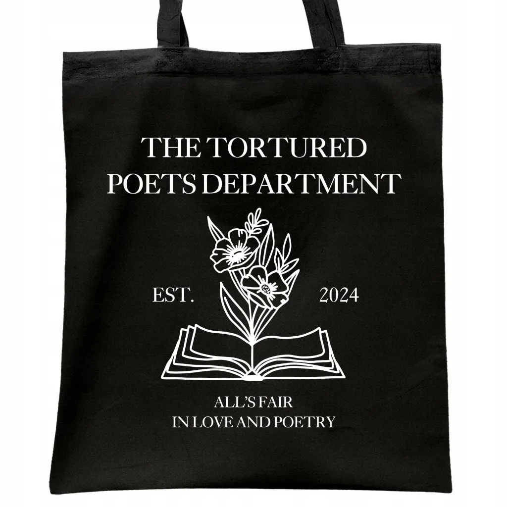 Torba bawełniana czarna na zakupy Taylor Swift The Tortured Poets