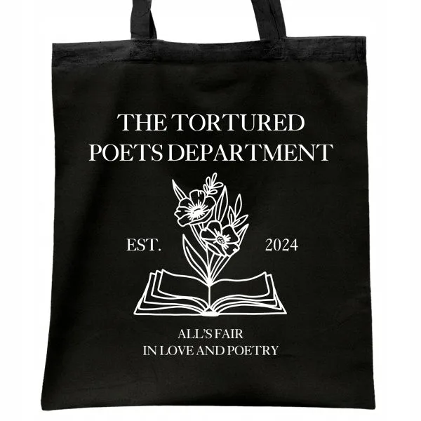 Torba bawełniana czarna na zakupy Taylor Swift The Tortured Poets