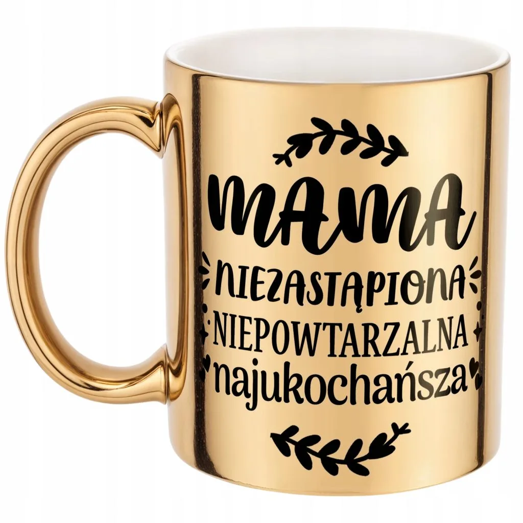 Złoty Kubek ceramiczny Dzień Matki Dla Mamy Niezastąpiona Niepowtarzalna