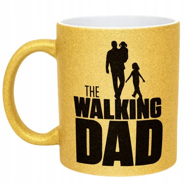 Złoty kubek brokatowy Dzień Ojca Dla Taty The Walking Dad Prezent