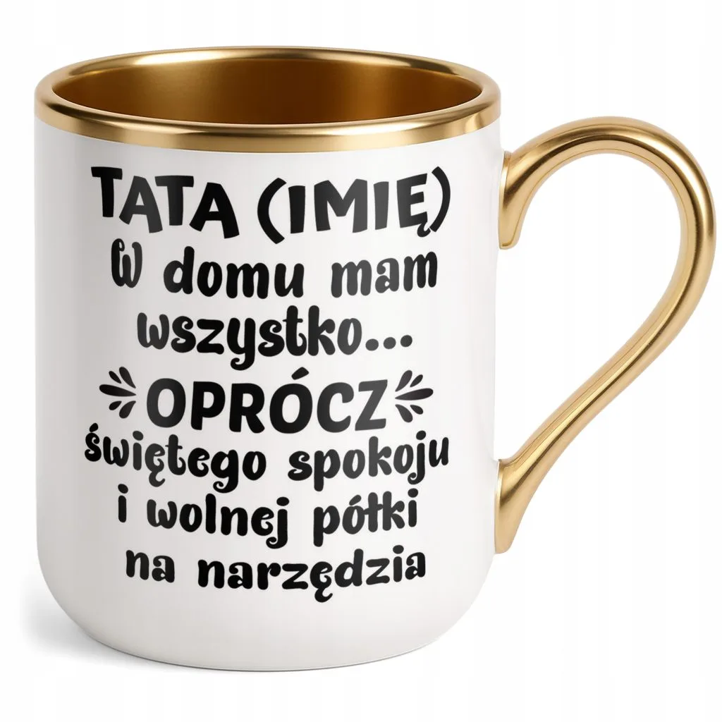 Kubek Premium Złoty Personalizowany Dzień Ojca Dla Taty Upominek Prezent