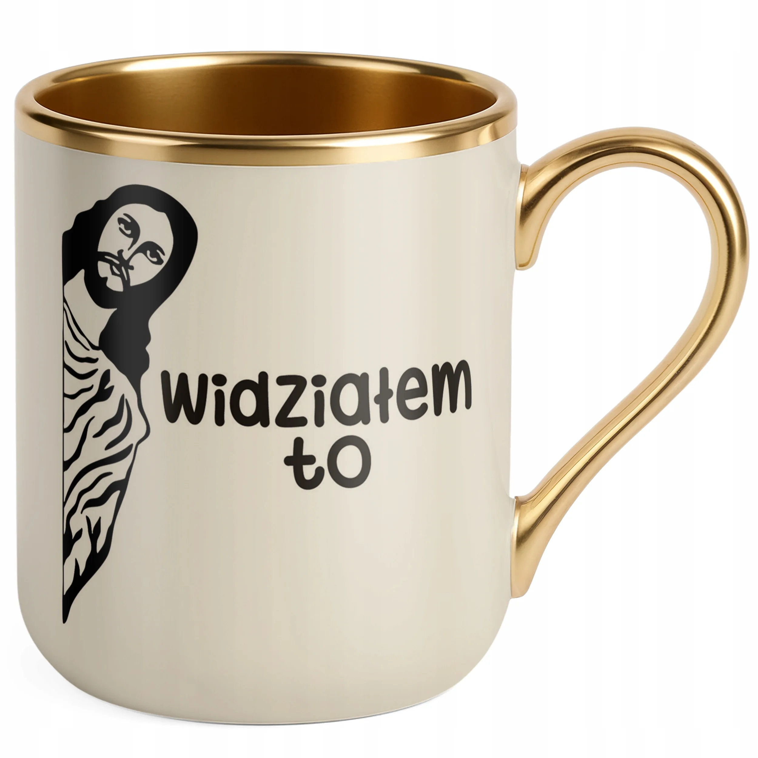 Kubek Premium Złoty Ecru Widziałem To Jezus Śmieszny Zabawny
