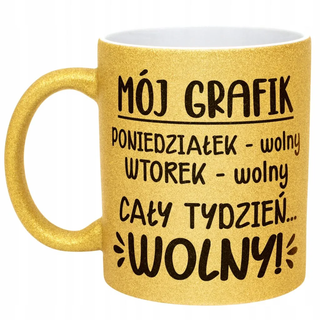 Złoty kubek brokatowy Z okazji Emerytury Dla Emeryta Emerytki Prezent