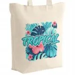 Torba bawełniana z dnem na zakupy TROPICAL Egzotyczny Motyw Monstera Kwiaty