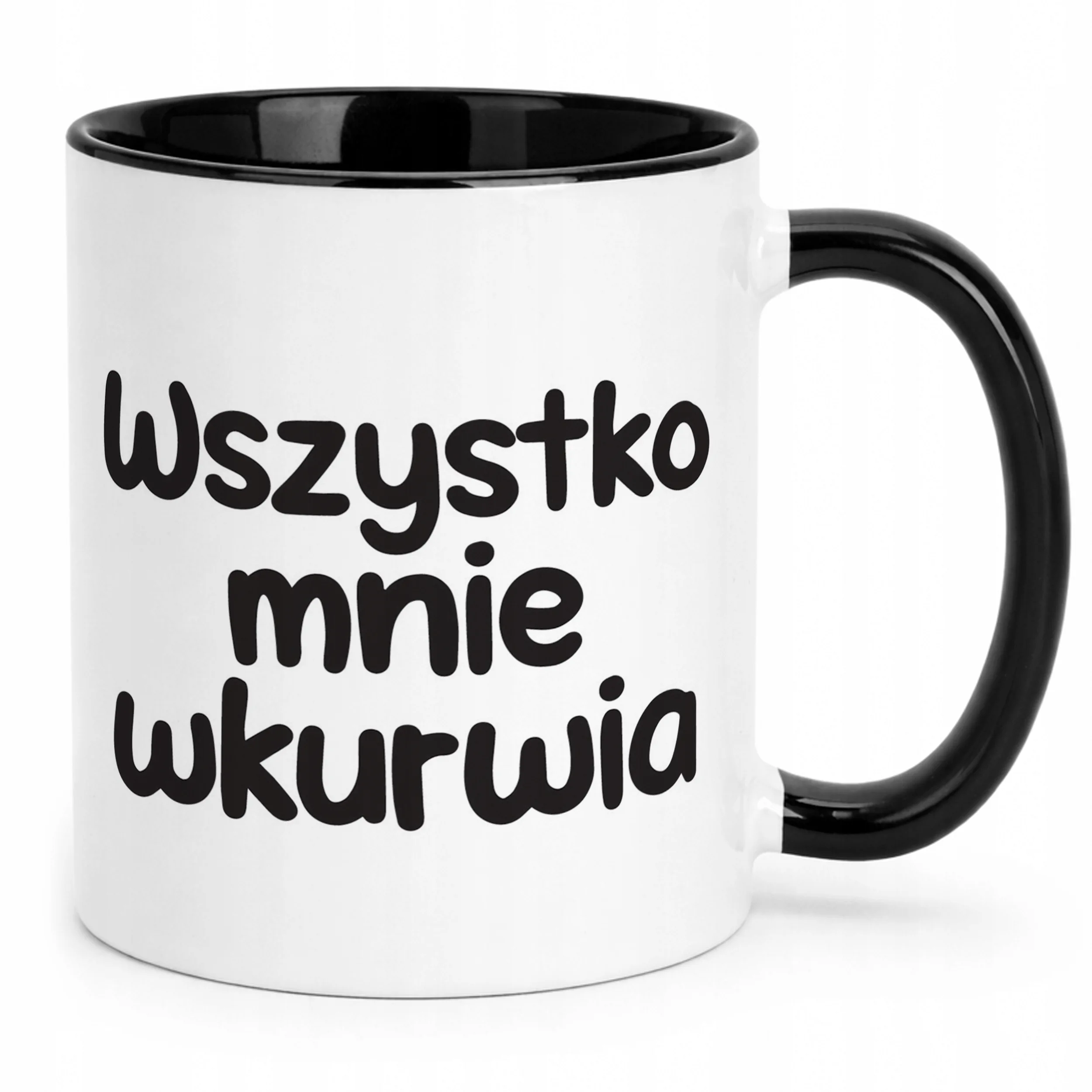 Kubek Czarny Wszystko Mnie Wku**ia Śmieszny Zabawny Prezent