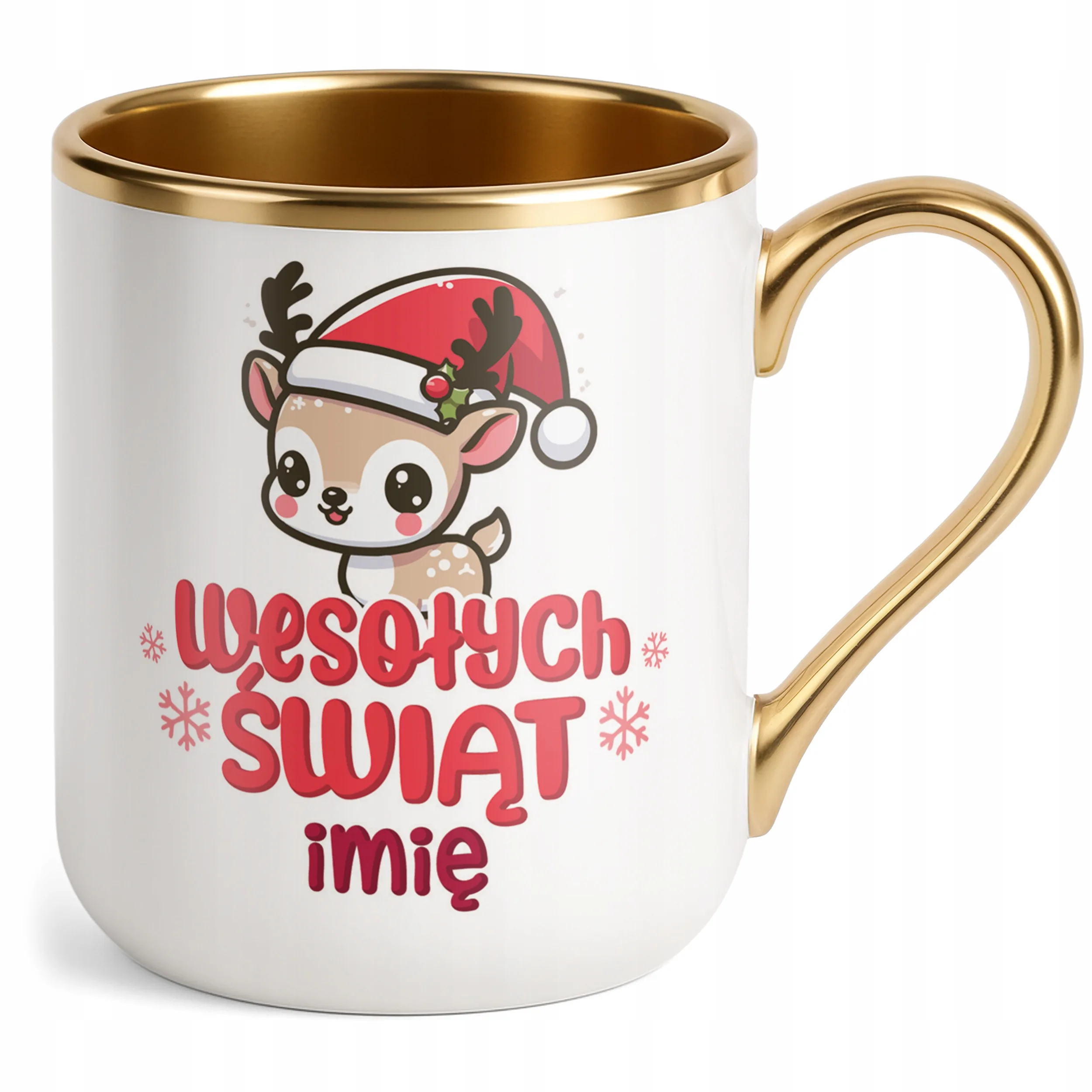 Kubek Premium Złoty Personalizowany Świąteczny Boże Narodzenie Prezent