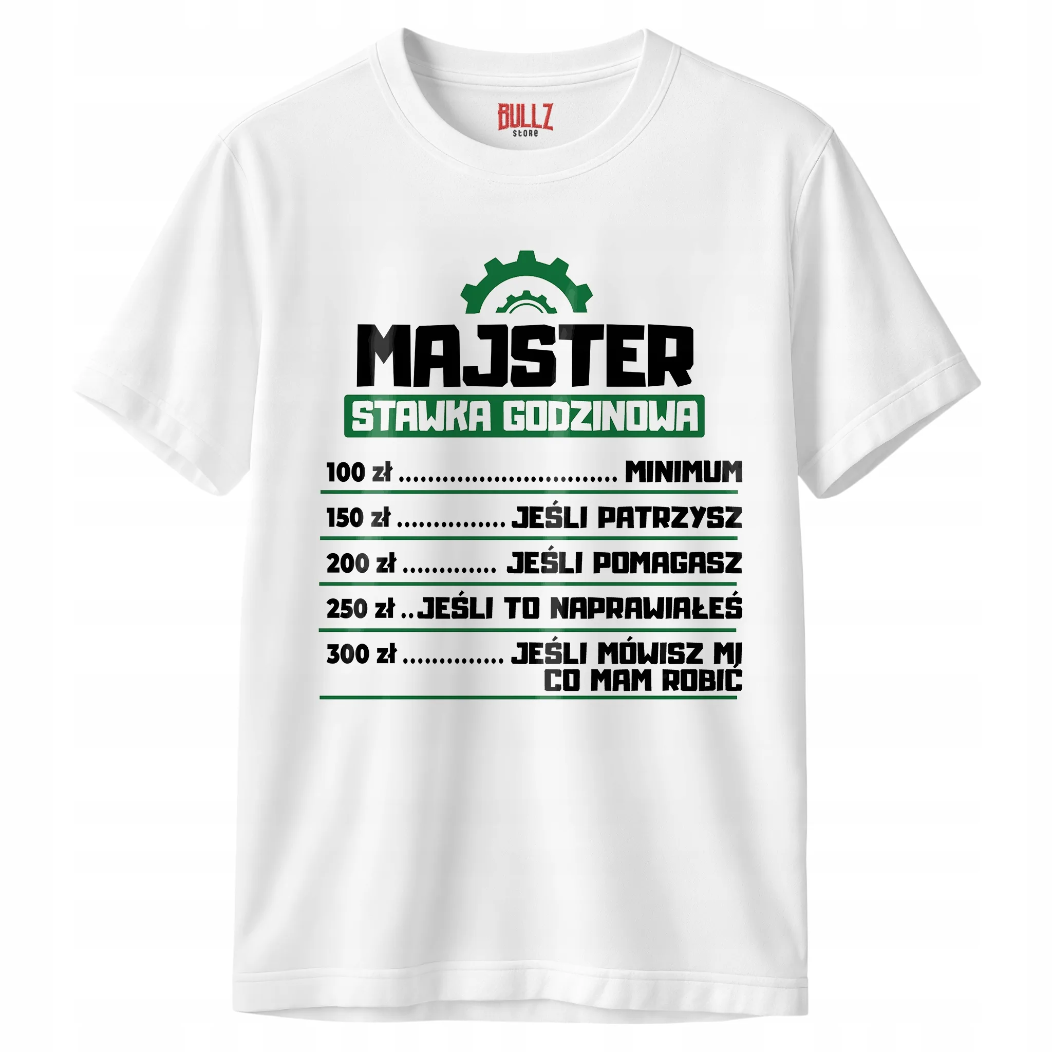 Koszulka biała męska Majster Stawka Godzinowa Prezent r. 3XL