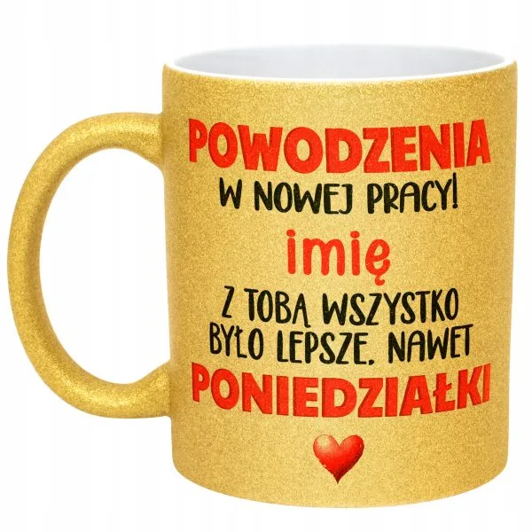 Złoty kubek brokatowy personalizowany Pożegnanie Odejście Z Pracy Prezent