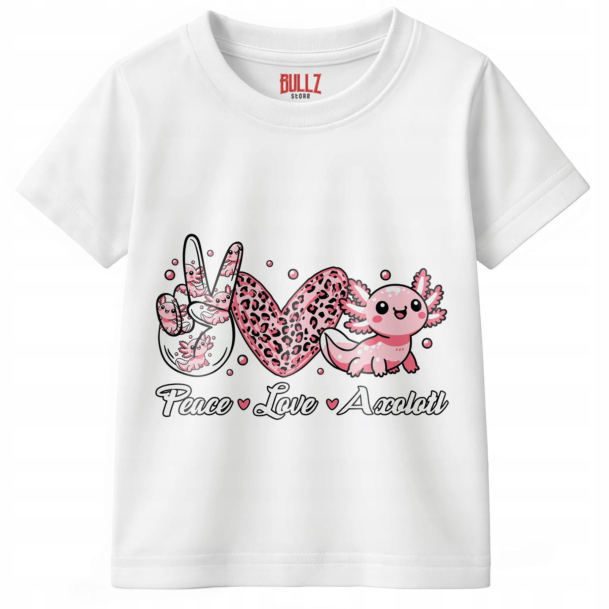 Podkoszulek dziecięcy biały Aksolotl Axolotl Mine craft Różowy