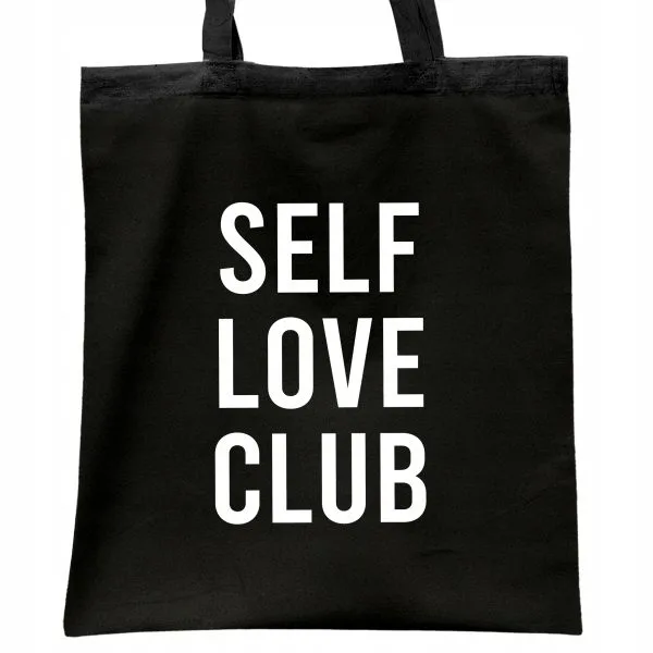 Torba bawełniana czarna na zakupy Self Love Club Miłość Samoakceptacja