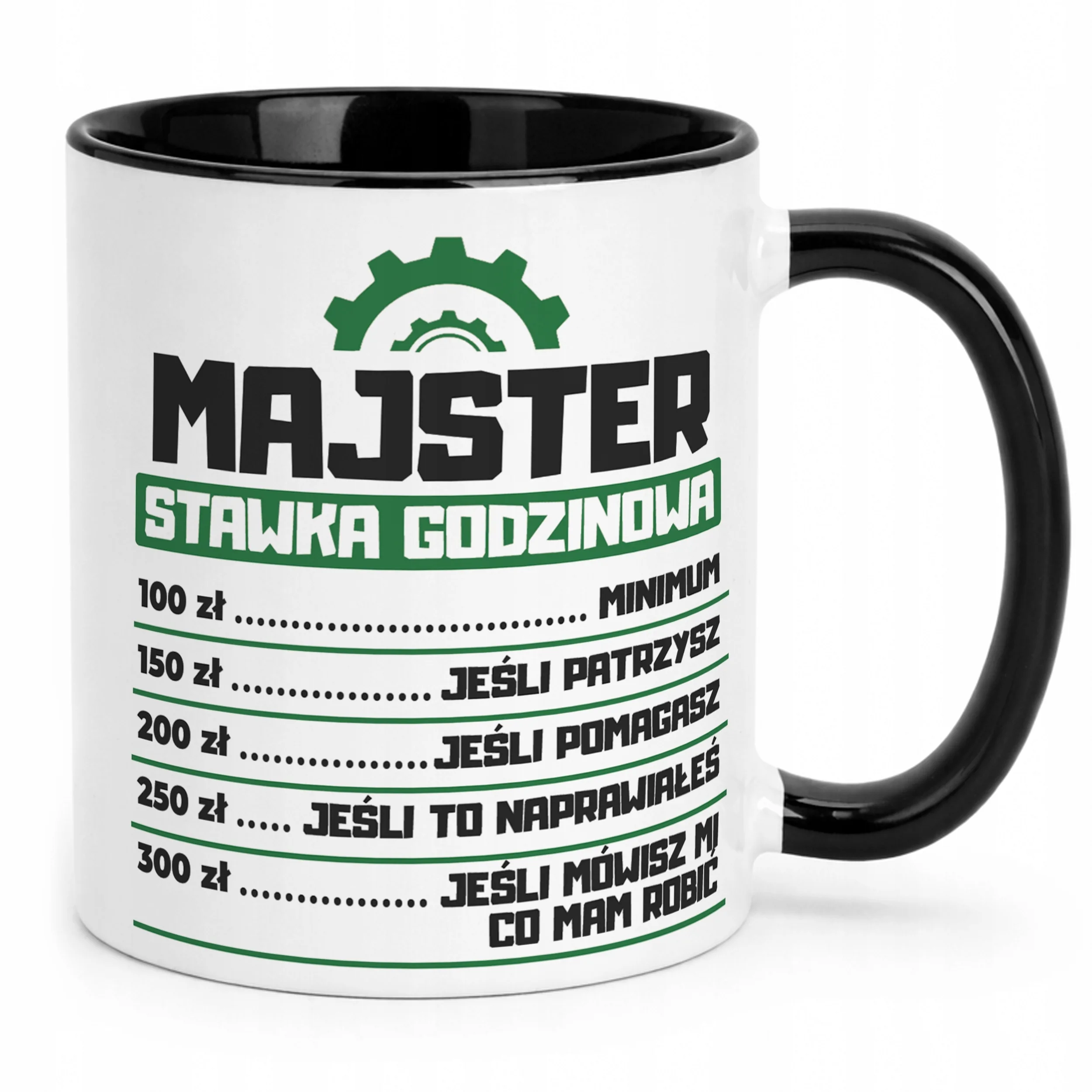 Kubek Czarny Majster Stawka Godzinowa Zabawny Prezent Upominek