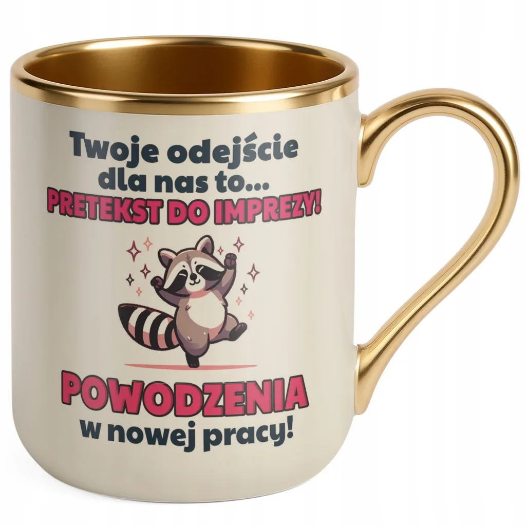 Kubek Premium Złoty Ecru Pożeganie Odejście z Pracy Prezent Upominek