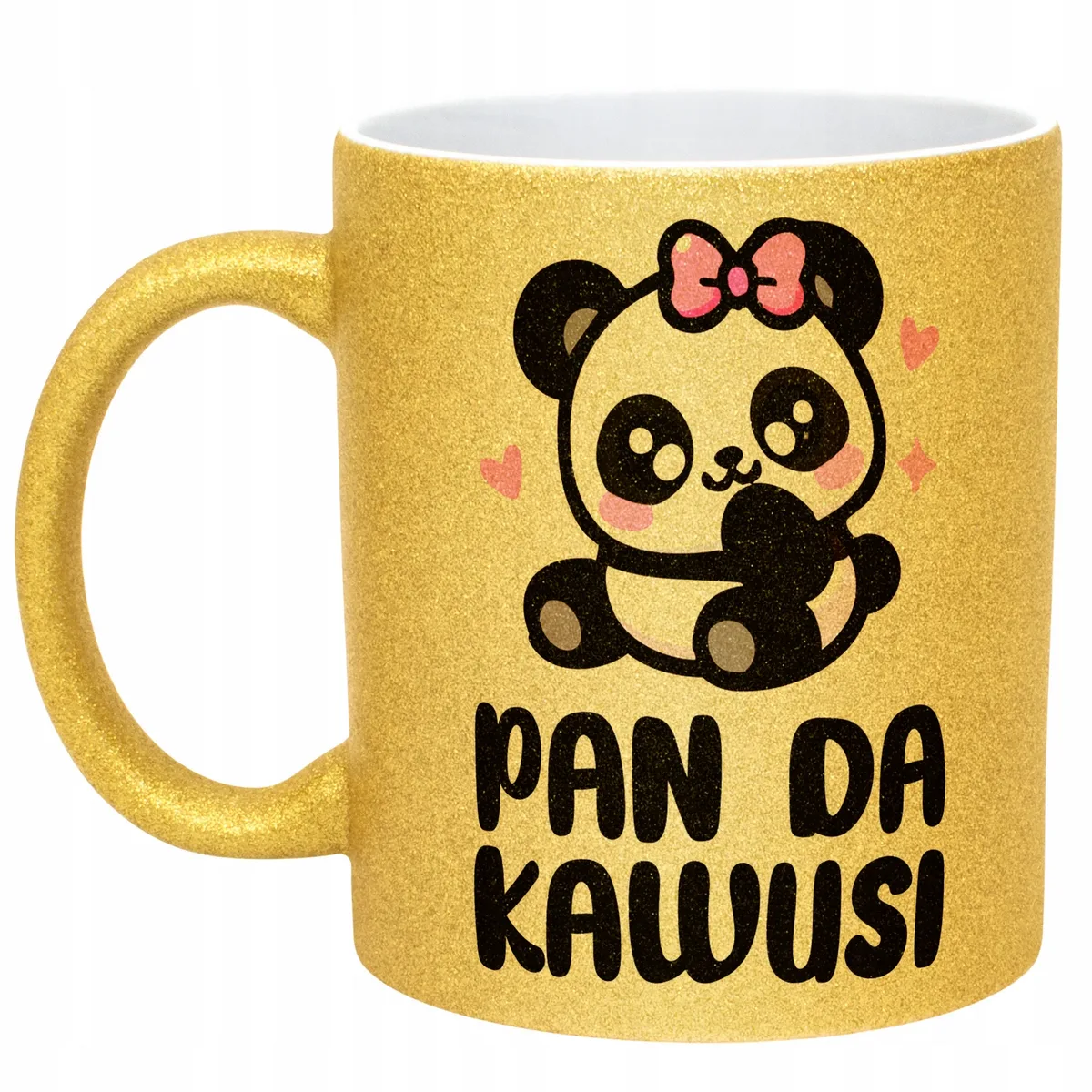 Złoty Kubek Brokatowy Pan Da Kawusi Panda Zabawny Prezent