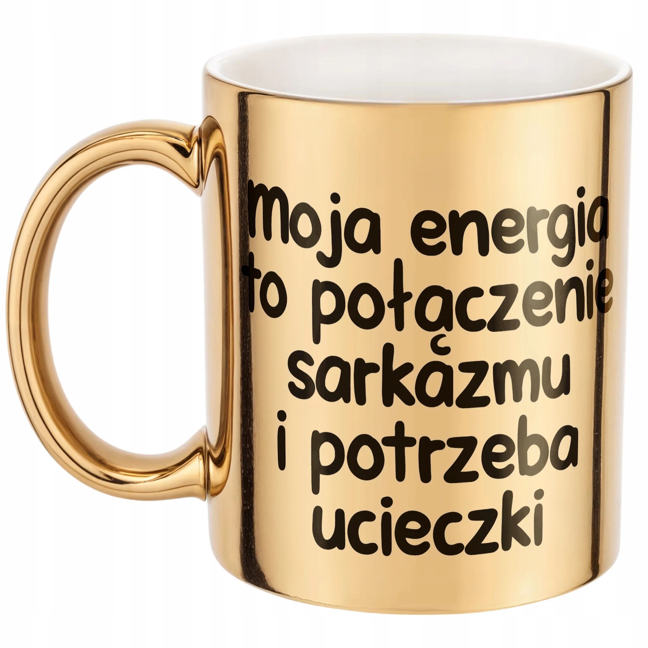 Złoty Kubek Moja Energia To Połączenie Śmieszny Zabawny Prezent
