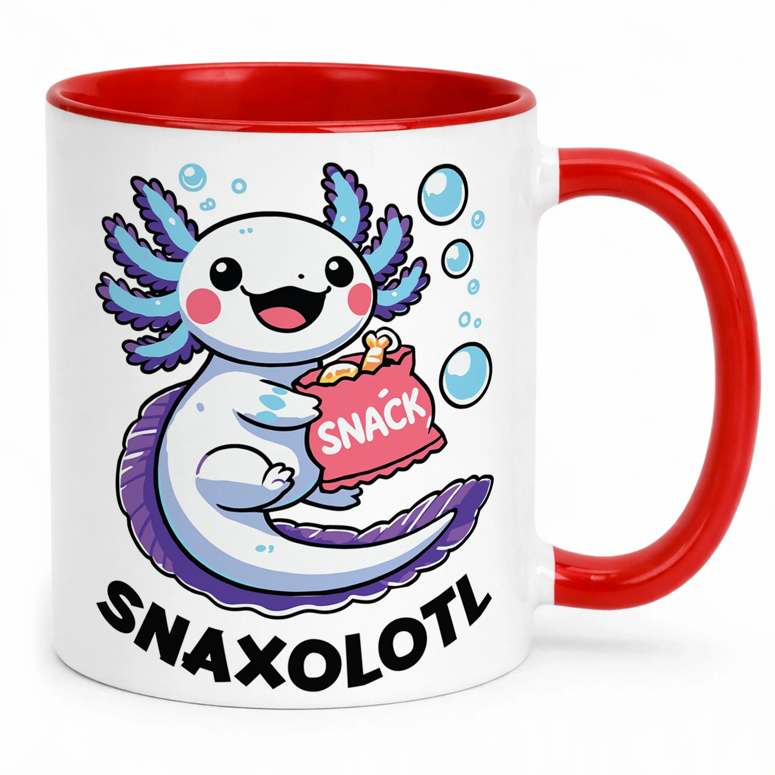 Prezentowy czerwony kubek 330ml Aksolotl Axolotl Różowy Zwierzak Trend