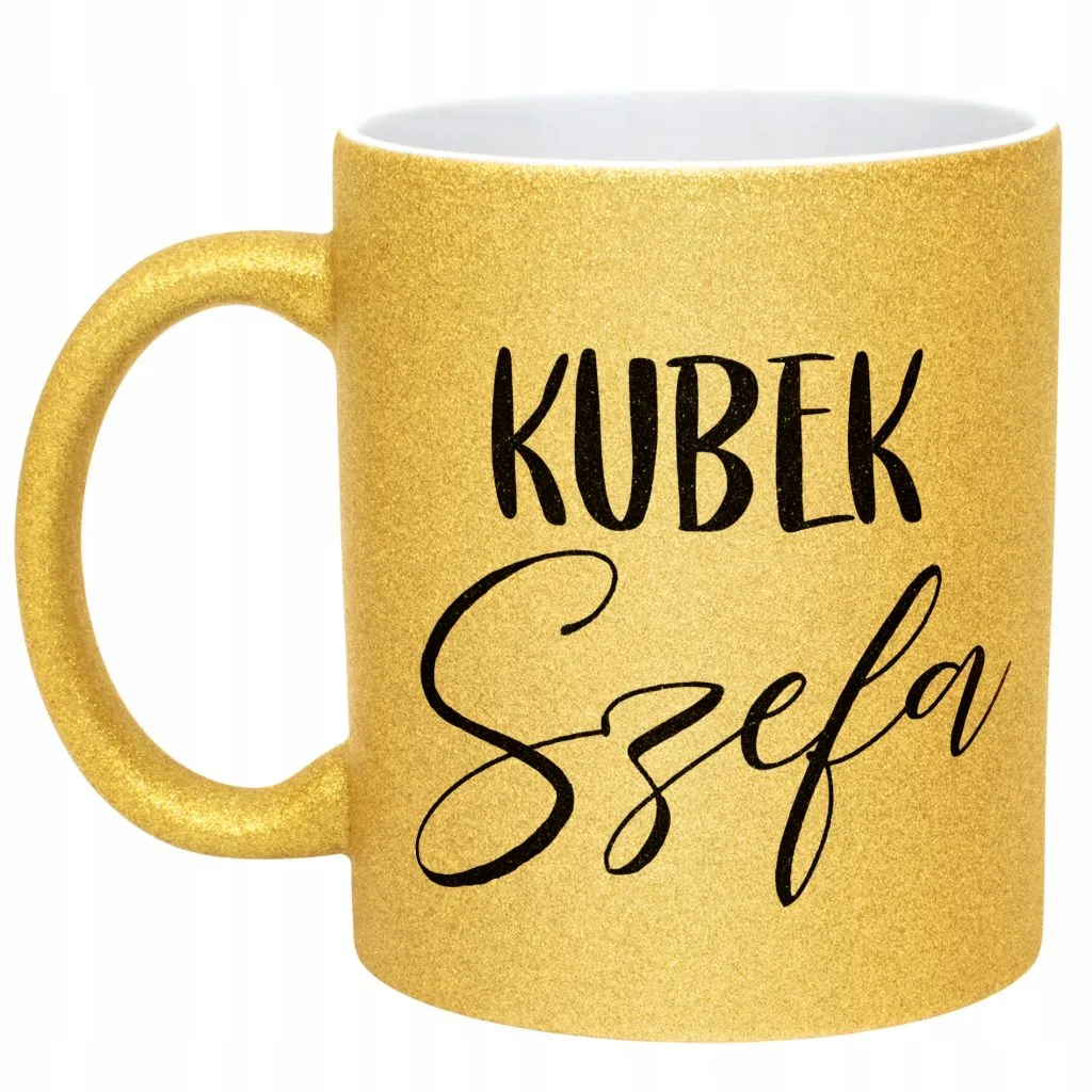 Złoty kubek brokatowy Kubek Szefa Dla Szefa Prezent Praca