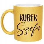 Złoty kubek brokatowy Kubek Szefa Dla Szefa Prezent Praca