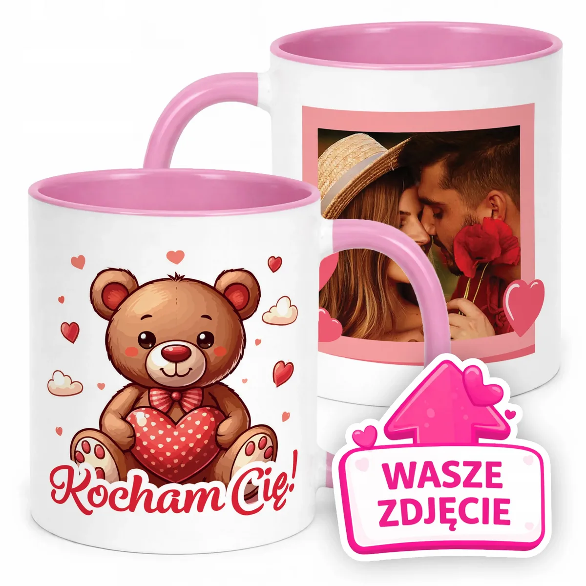 Kubki biało-różowe
