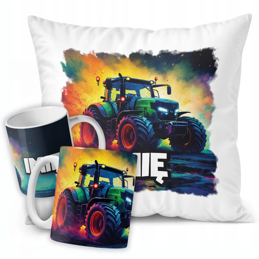 Zestaw personalizowany Kubek + Poduszka Dla Fanów Traktorów Rolników