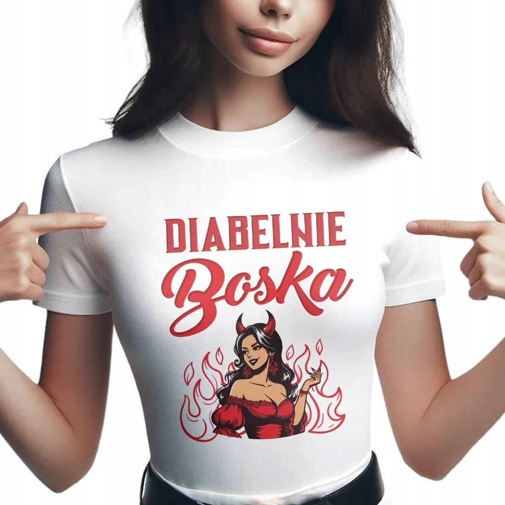 Koszulka Damska T-shirt Na Dzień Kobiet Prezent Diabelnie Boska