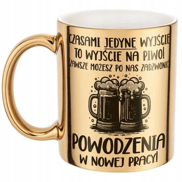 Złoty Kubek ceramiczny Pożeganie Odejście z Pracy Dla Kolegi Koleżanki
