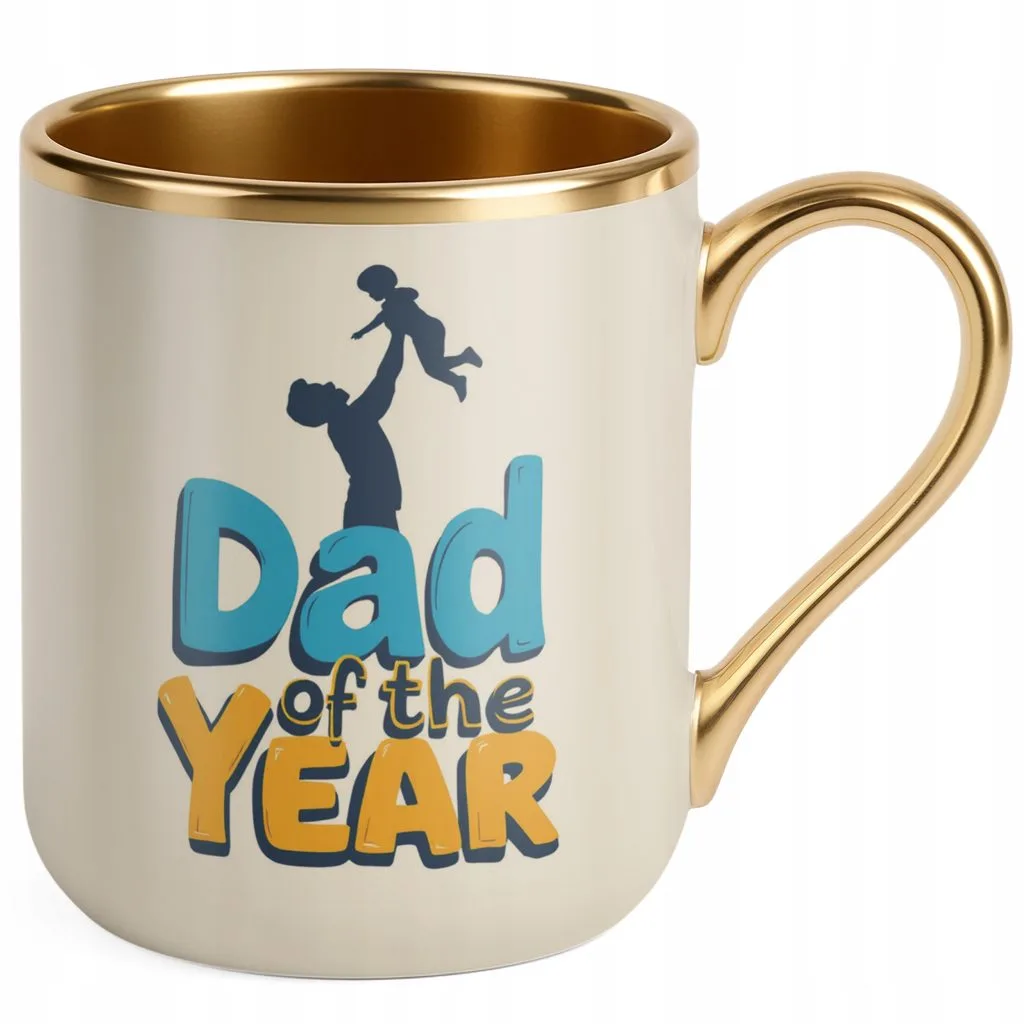 Kubek Premium Złoty Ecru Dzień Ojca Dla Taty Dad Of The Year Prezent