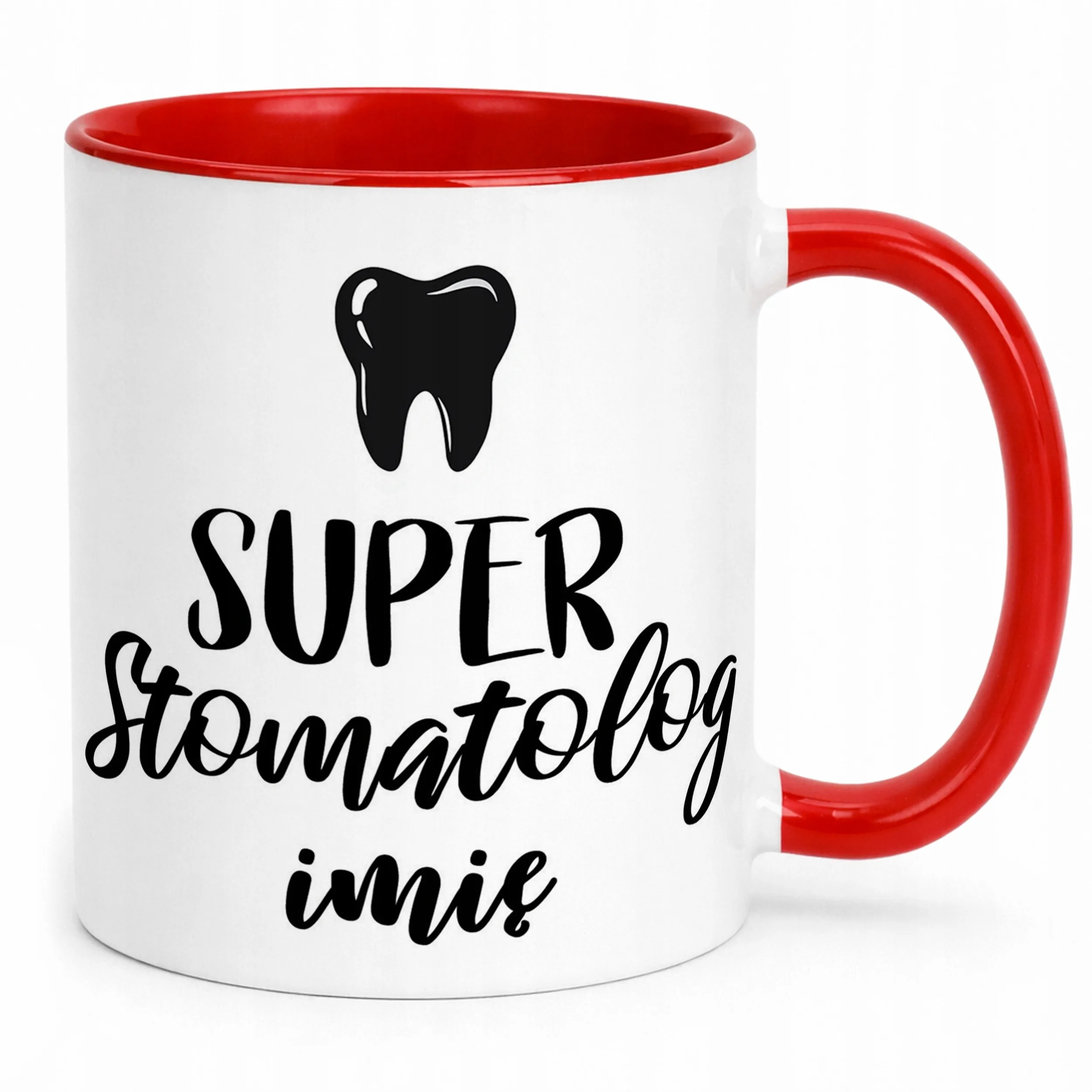 Kubek Czerwony Personalizowany Super Stomatolog Prezent Upominek