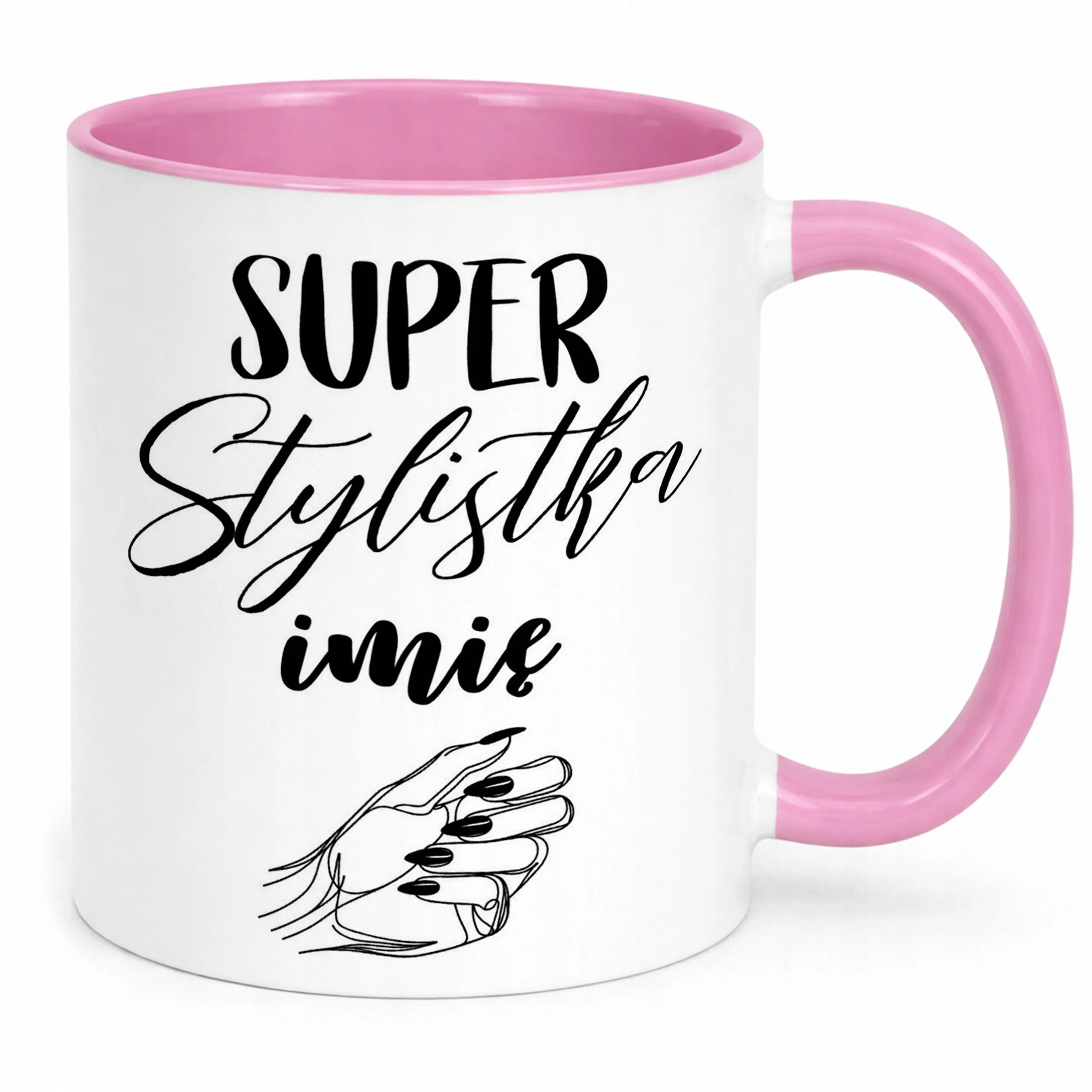 Kubek Różowy Personalizowany Super Stylistka Paznokci Prezent