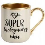Kubek Premium Złoty Ecru Personalizowany Super Pielęgniarz