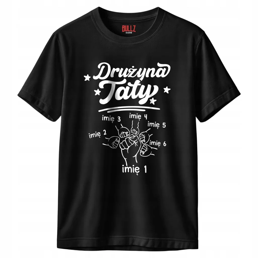 Koszulka czarna męska Personalizowana Dzień Ojca Prezent