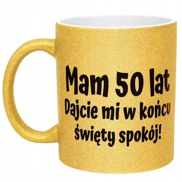 Złoty kubek brokatowy Mam 50 Lat Na Urodziny Prezent Upominek