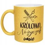 Złoty kubek brokatowy Personalizowany Królowa Nożyczek Dla Fryzjerki