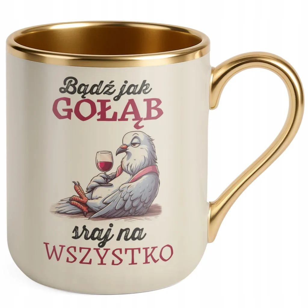 Kubek Premium Złoty Ecru Dla Gołębiarzy Prezent Dla Hodowcy Gołębi