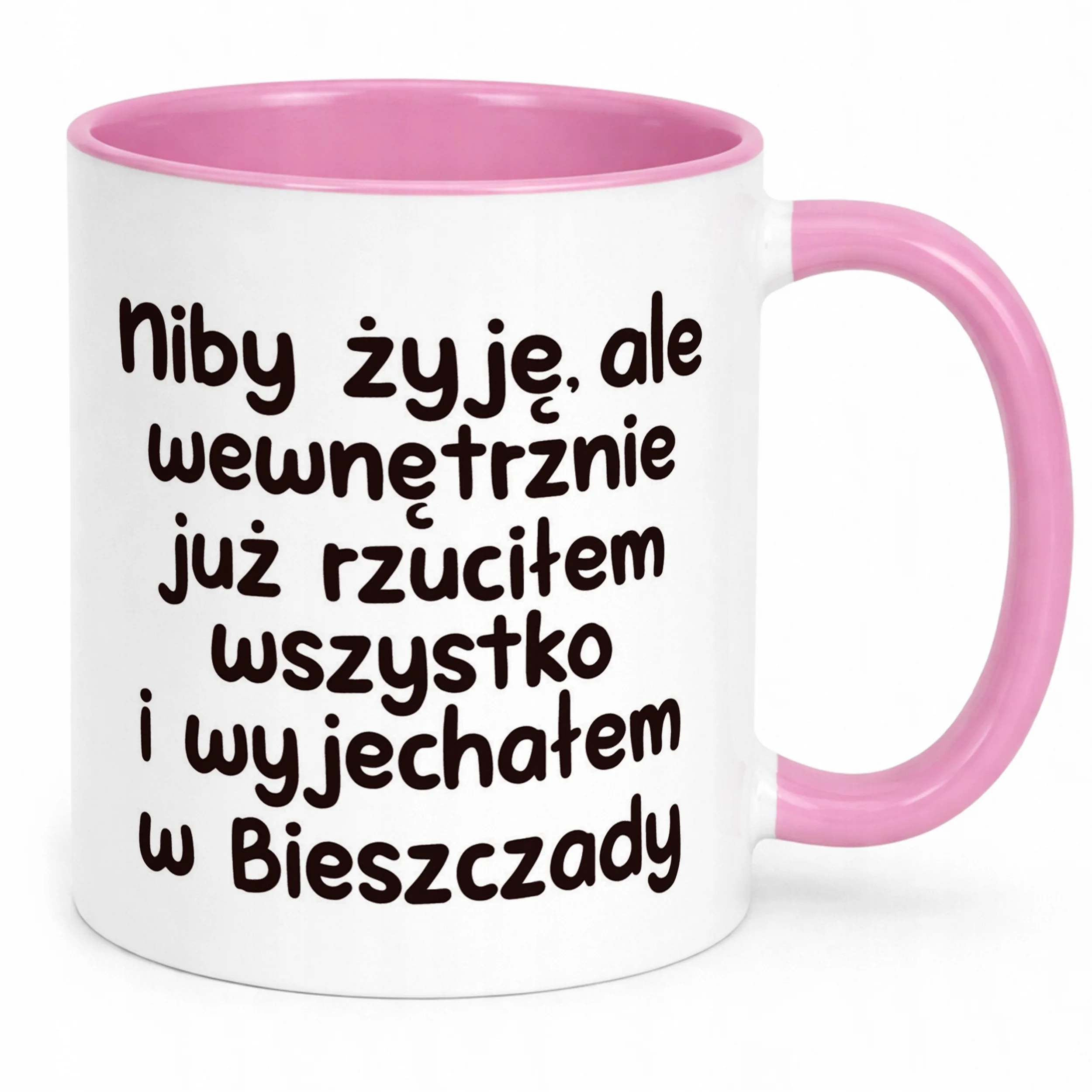 Kubek Różowy Niby Żyję Ale Wewnętrznie Śmieszny Zabawny Prezent