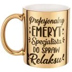 Złoty Kubek ceramiczny z okazji Emerytury Dla Emeryta Prezent Upominek
