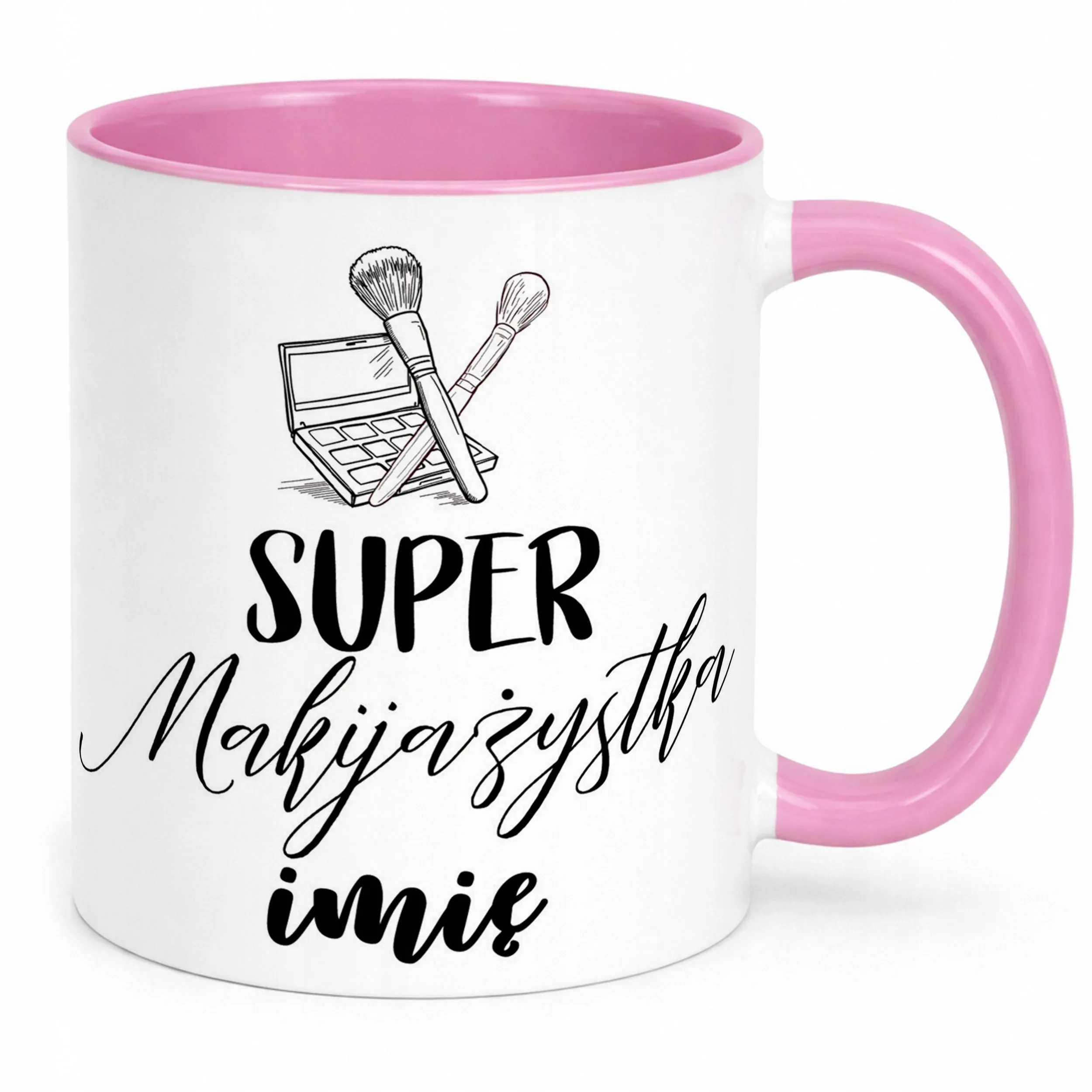 Kubek Różowy Personalizowany Super Makijażystka Prezent