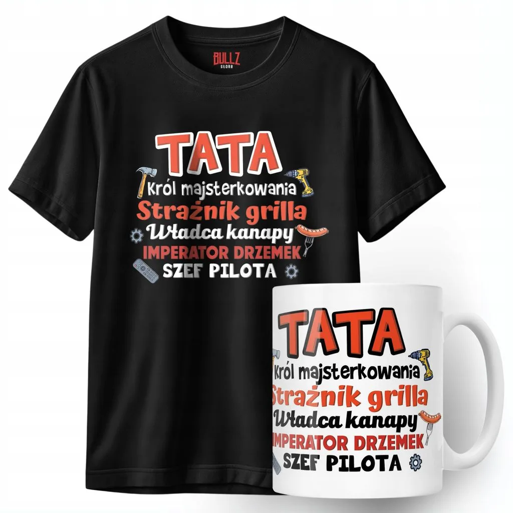 Zestaw Kubek + Koszulka Dzień Ojca Dla Taty Tata Majster Prezent