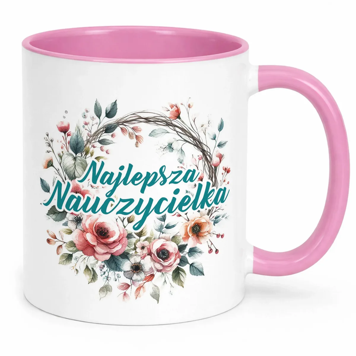 Kubek Różowy Najlepsza Nauczycielka Dzień Nauczyciela Prezent