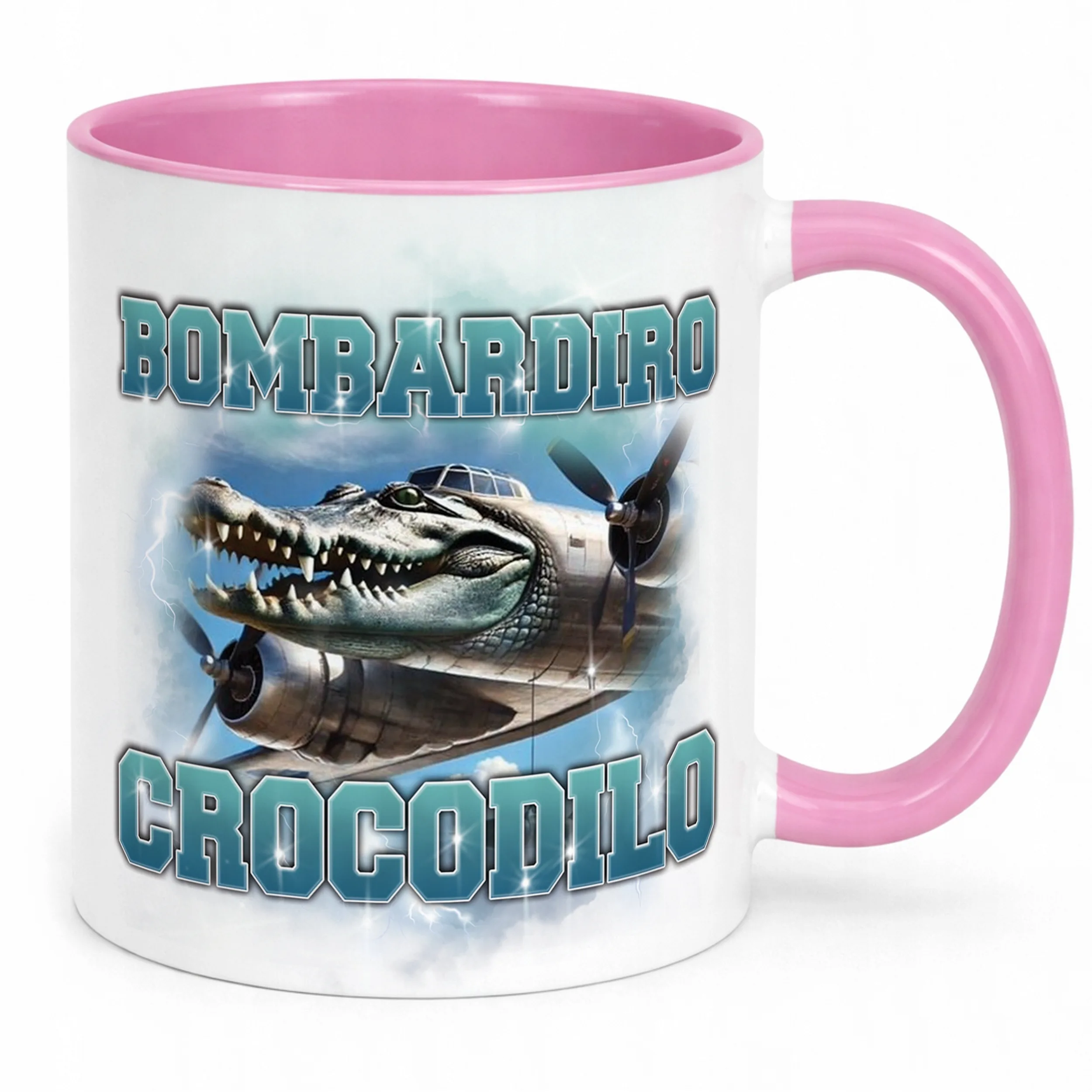 Kubek Różowy BRAINROT Bombardiro Crocodilo Memy Zabawny TikTok Viral