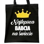 Torba bawełniana czarna na zakupy Dzień Babci Prezent
