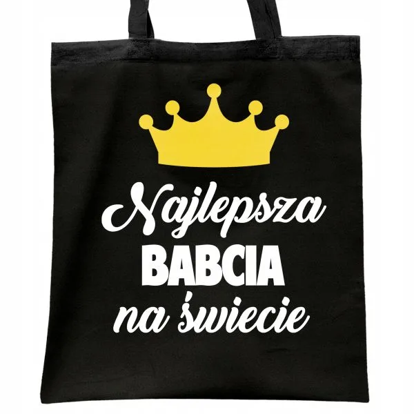 Torba bawełniana czarna na zakupy Dzień Babci Prezent