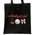 Torba bawełniana czarna na zakupy I’m Just A Girl Dla Dziewczyn Prezent