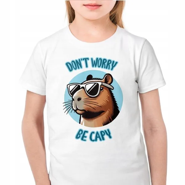 Koszulka biała dziecięca Kapibara Capybara Zwierzak
