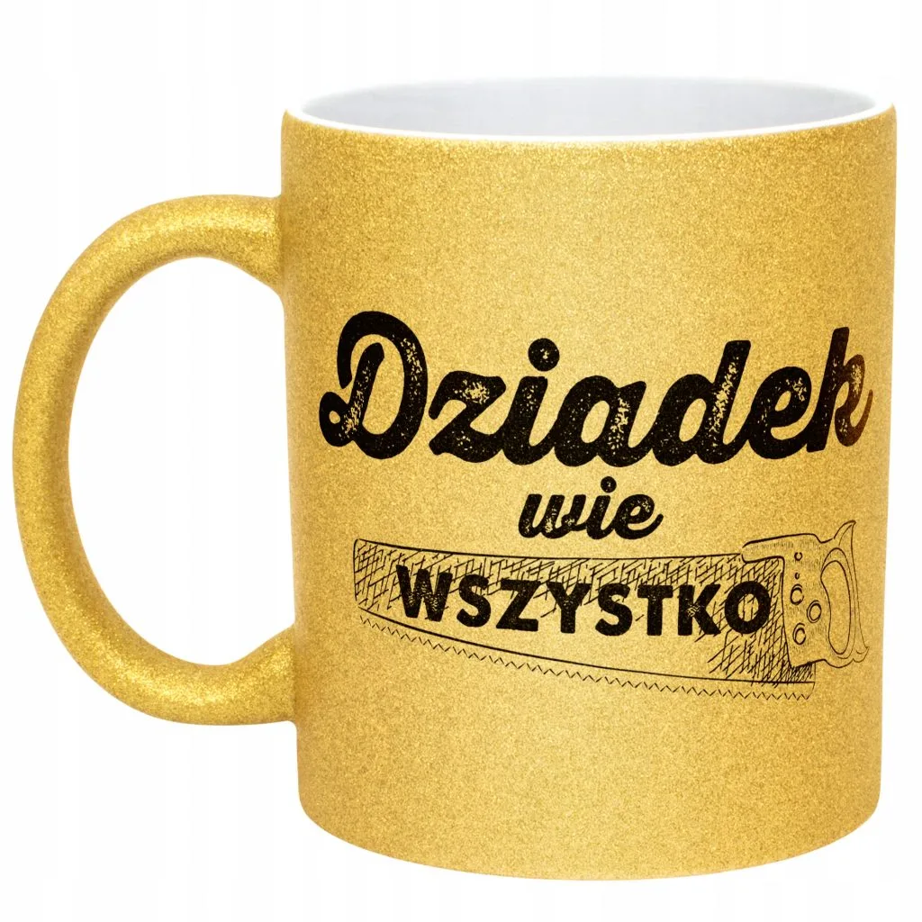 Złoty kubek brokatowy Dzień Dziadka Dla Dziadka Prezent Upominek