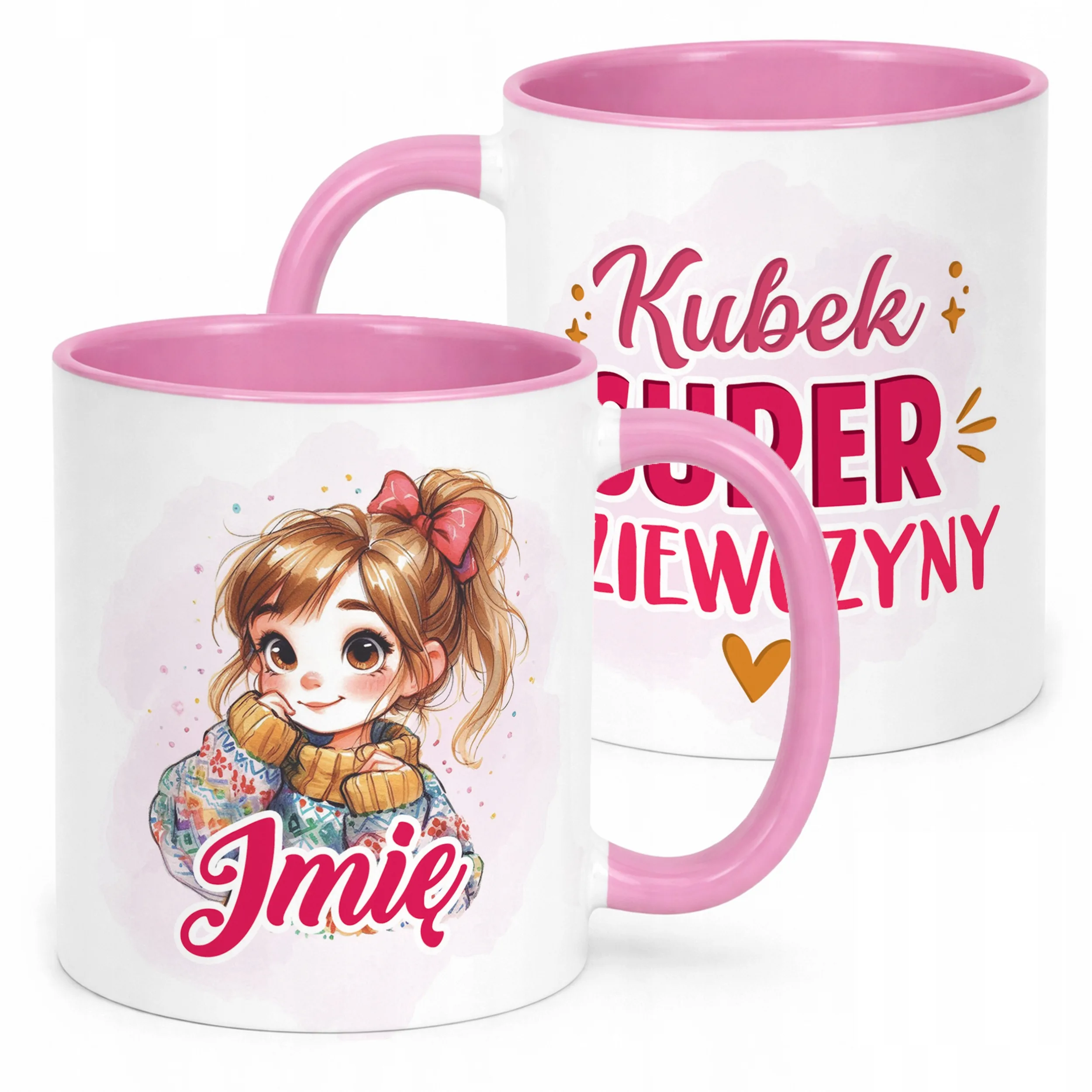 Kubek Różowy Personalizowany Dzień Kobiet Dla Dziewczynki Prezent